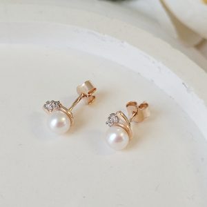 Auksinis auskarai su perlais ir cirkoniais