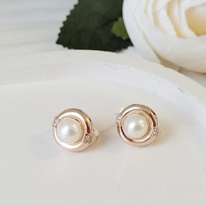 Auksinis auskarai su perlais ir cirkoniais